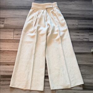 High-Rise Wide Leg Pants in Cream